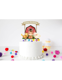 Adorno de Pastel de Animales de Granja PC - 20x15 cm 2