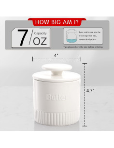 Mantequera Cerámica AVLA 2 Piezas Blanca con Agua 2