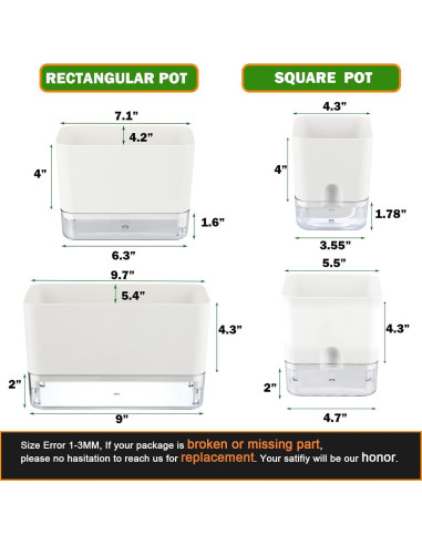 Macetas Autorriego Planterhoma 18/25 cm 2 Piezas Blancas
