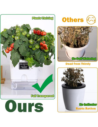 Macetas Autorriego Planterhoma 18/25 cm 2 Piezas Blancas