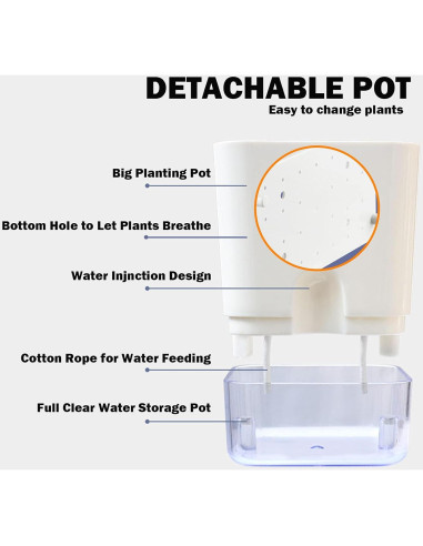 Macetas Autorriego Planterhoma 18/25 cm 2 Piezas Blancas