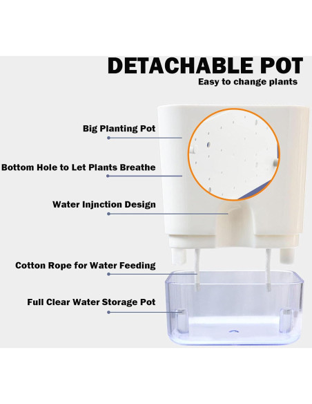 Macetas Autorriego Planterhoma 18/25 cm 2 Piezas Blancas