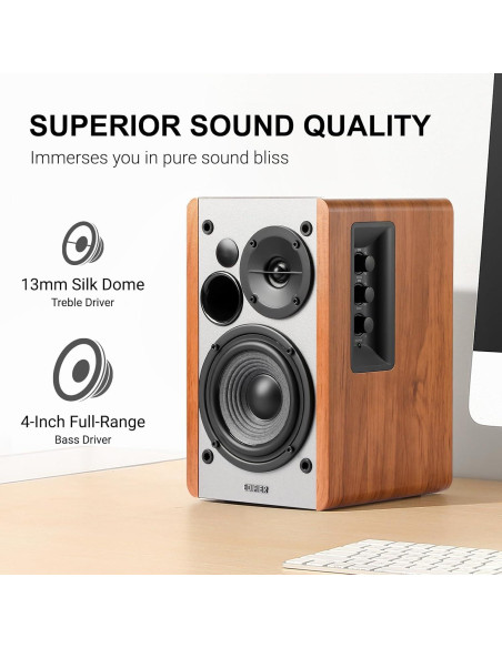 Altavoces activos Edifier R1280T con WiiM Mini Wi-Fi 2.0
