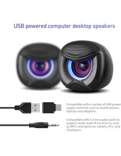 Altavoces USB Multimedia Elimavi MM-PL Blue 5W con RGB 2