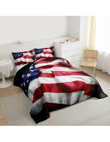 Conjunto de Edredón Individual Erosebridal Bandera Americana