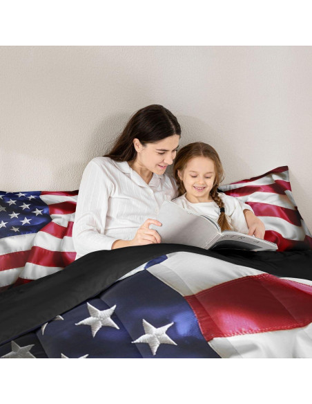 Conjunto de Edredón Individual Erosebridal Bandera Americana