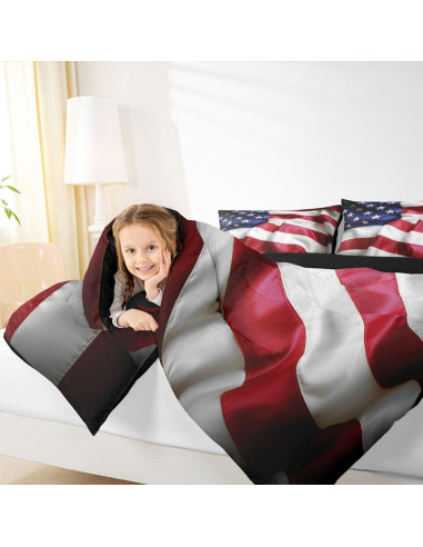 Conjunto de Edredón Individual Erosebridal Bandera Americana