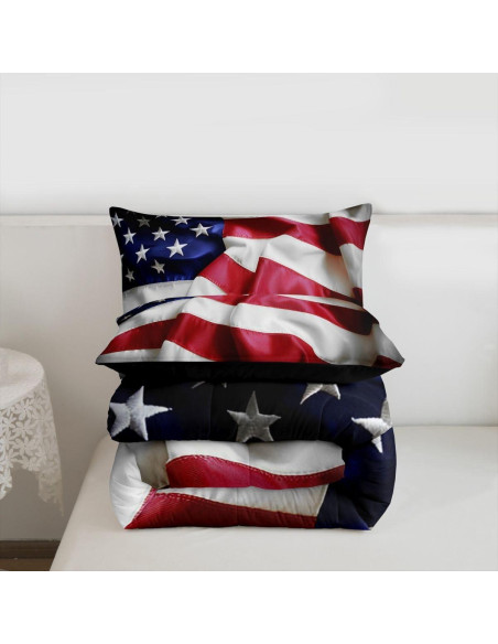 Conjunto de Edredón Individual Erosebridal Bandera Americana