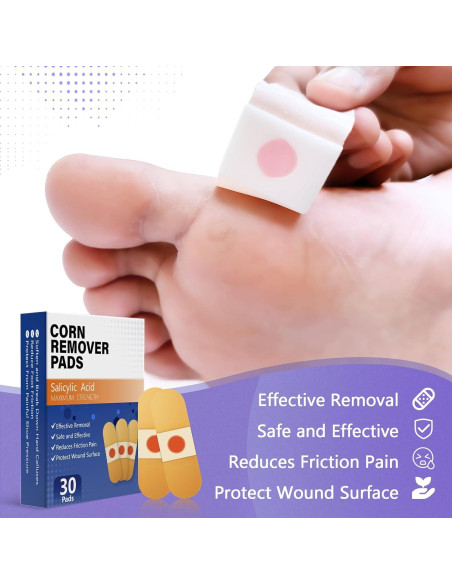 Almohadillas para eliminar callos QIYANA 30 unidades 40% ácido salicílico