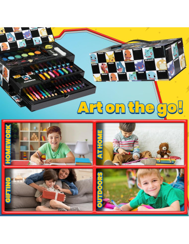 Juego de Arte Pokemon - Estuche con Lápices y Acuarelas