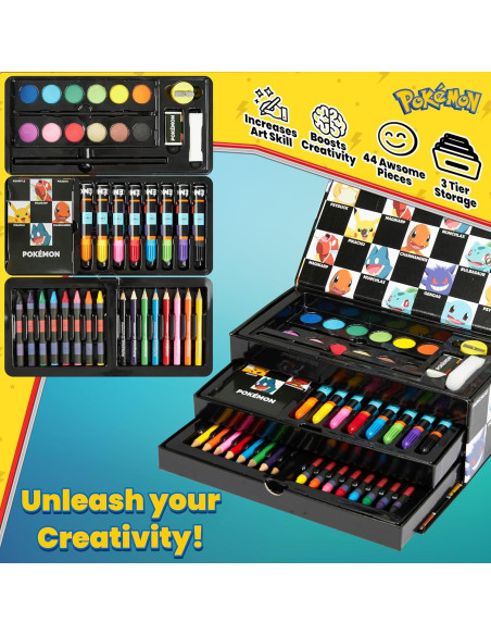 Juego de Arte Pokemon - Estuche con Lápices y Acuarelas