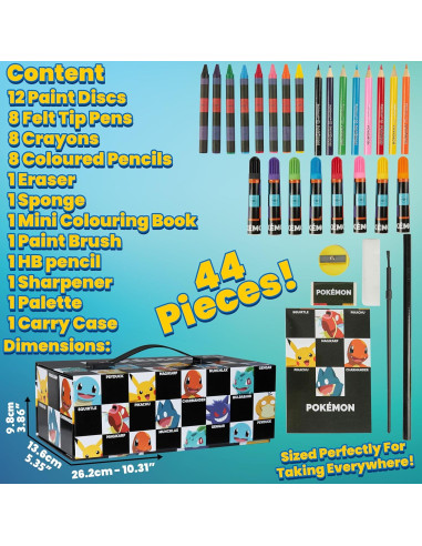 Juego de Arte Pokemon - Estuche con Lápices y Acuarelas