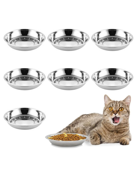 Cuencos de Acero Inoxidable Kathson 8 Pcs 17.78 cm para Gatos y Perros