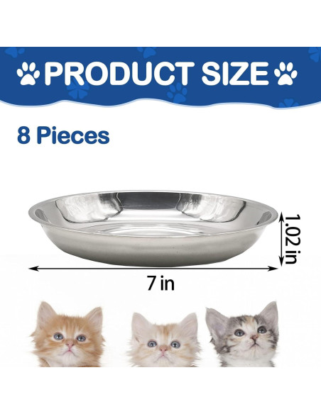 Cuencos de Acero Inoxidable Kathson 8 Pcs 17.78 cm para Gatos y Perros