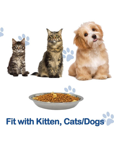 Cuencos de Acero Inoxidable Kathson 8 Pcs 17.78 cm para Gatos y Perros