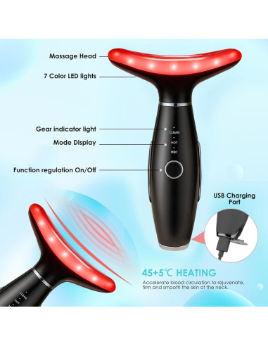 Masajeador Facial TLINNA con Luz Roja y Calor - 7 Colores