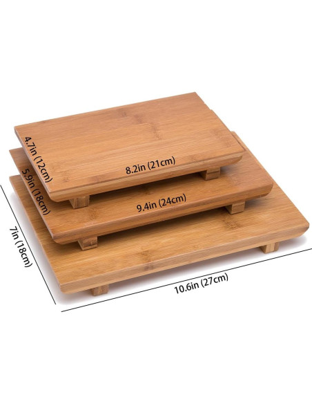 Conjunto de 2 Platos de Sushi de Bambú TJ Global 20.8x11.9cm