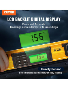 Nivel Torpedo Digital VEVOR 60 cm con Pantalla LED y Sensor 2