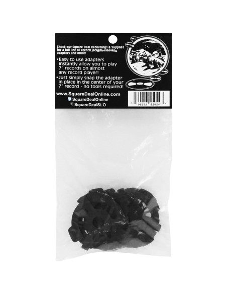 10 Adaptadores de Disco Planos Negros para Tocadiscos 45 RPM