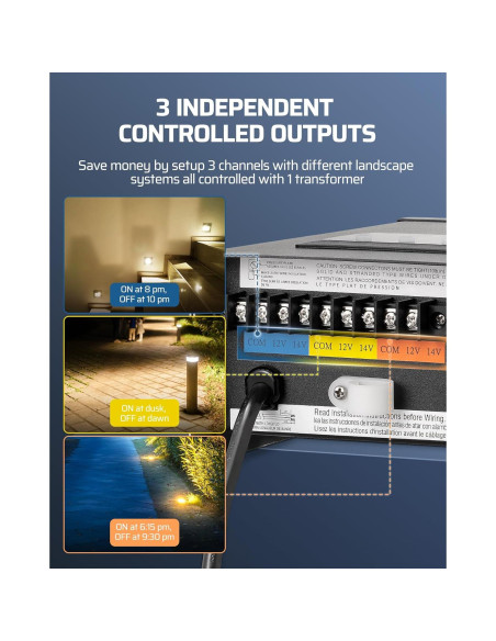 Transformador de Paisaje Inteligente DEWENWILS 200W 3 Salidas