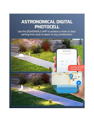 Transformador de Paisaje Inteligente DEWENWILS 200W 3 Salidas