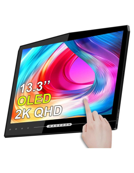 Monitor Portátil OLED 13.3" Magedok 2K Táctil 100% DCI-P3