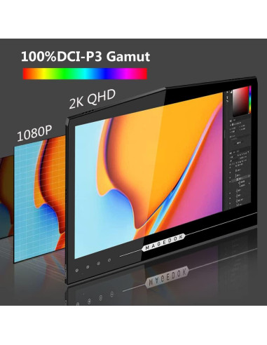 Monitor Portátil OLED 13.3" Magedok 2K Táctil 100% DCI-P3
