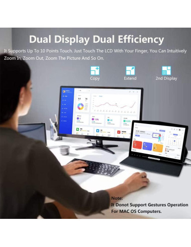 Monitor Portátil OLED 13.3" Magedok 2K Táctil 100% DCI-P3