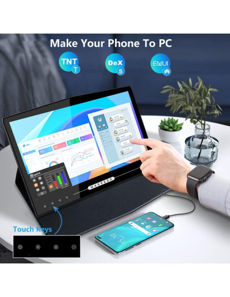 Monitor Portátil OLED 13.3" Magedok 2K Táctil 100% DCI-P3