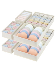 Organizador Plegable de Ropa Interior Easortm - Beige 8 Piezas