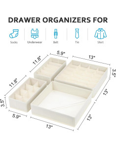 Organizador Plegable de Ropa Interior Easortm - Beige 8 Piezas 2
