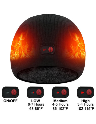 Gorro Calentado QILOVE 7.4V Unisex Negro - Invierno