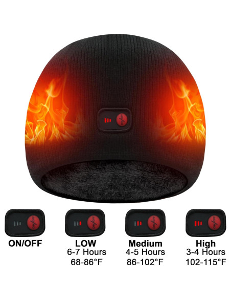Gorro Calentado QILOVE 7.4V Unisex Negro - Invierno