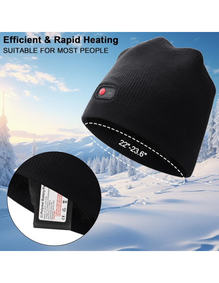 Gorro Calentado QILOVE 7.4V Unisex Negro - Invierno