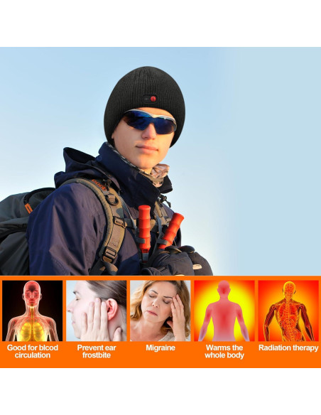 Gorro Calentado QILOVE 7.4V Unisex Negro - Invierno