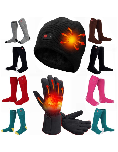 Gorro Calentado QILOVE 7.4V Unisex Negro - Invierno