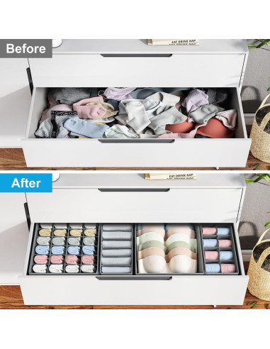 Organizador de Cajón Easortm Plegable 12 Piezas Gris