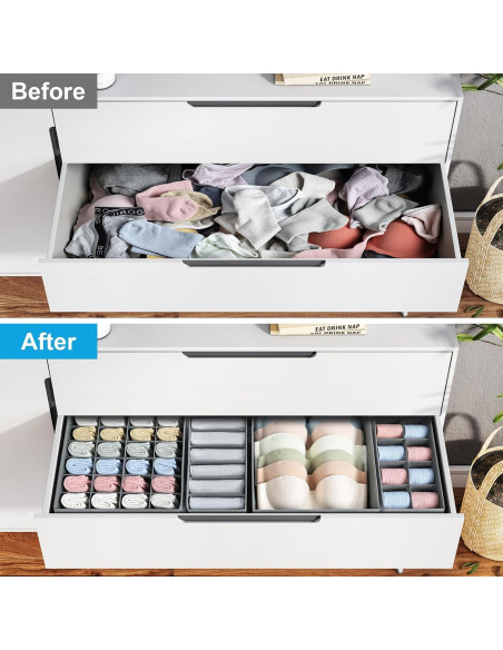 Organizador de Cajón Easortm Plegable 12 Piezas Gris Organizador de Cajón Easortm Plegable 12 Piezas Gris