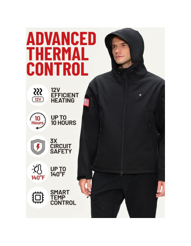 Chaqueta Calentada HEATIX para Hombres 12V con Capucha