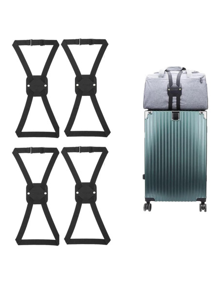 Correas de Equipaje Ajustables Lapinchen 4 Paquete Negro