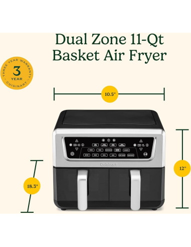 Freidora de Aire Doble Canasta Cuisinart 11 Qt 1800W