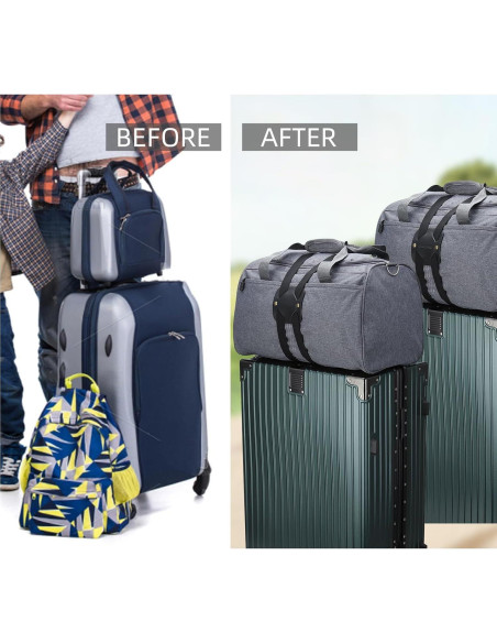 Correas de Equipaje Ajustables Lapinchen 4 Paquete Negro