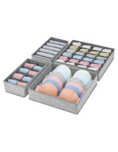 Organizador de Cajones Easortm 4 Piezas Gris Plegable