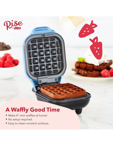 Mini Waffle Maker DASH 4" Antiadherente Azul 300W