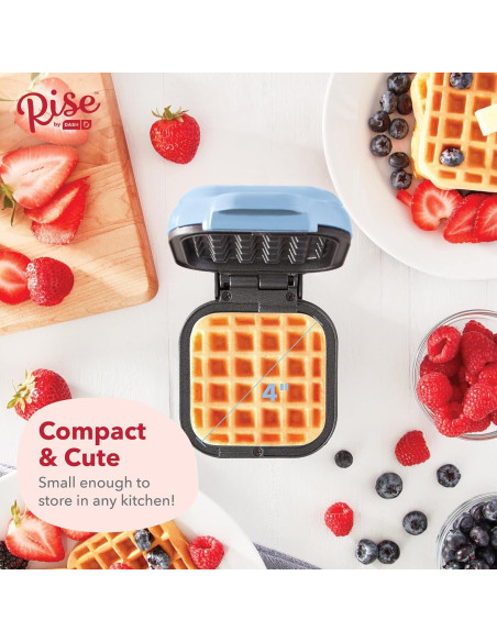 Mini Waffle Maker DASH 4" Antiadherente Azul 300W