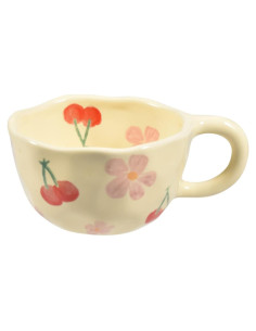 Taza de Cerámica Koythin Rosa Floral 250 ml Apta Microondas