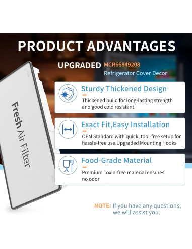 Cubierta de Filtro de Aire LEOPO MCR66849219 para Refrigerador LG