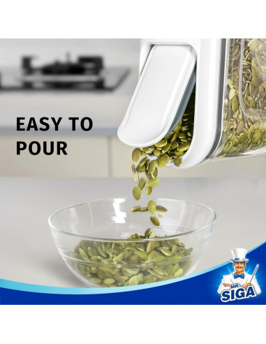 MR.SIGA Juego de 2 Dispensadores de Cereales Herméticos 1.3L