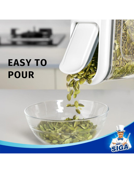 MR.SIGA Juego de 2 Dispensadores de Cereales Herméticos 1.3L