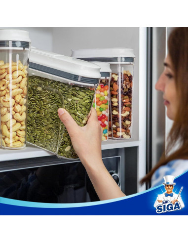 MR.SIGA Juego de 2 Dispensadores de Cereales Herméticos 1.3L
